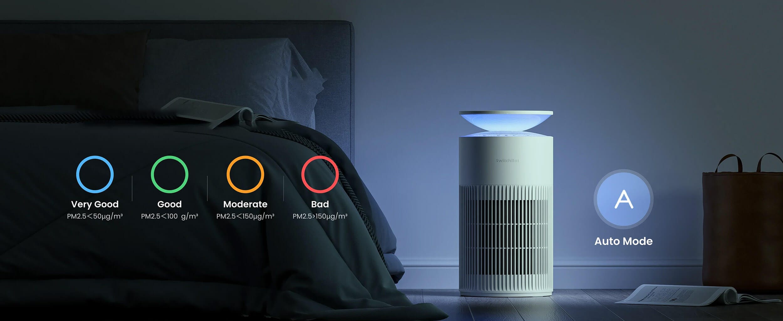 SwitchBot Air Purifier so senzor za kvalitet na vozduh PM