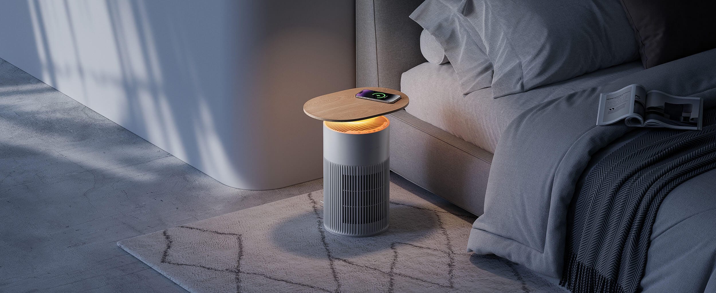 SwitchBot Air Purifier Table vo spalna do krevet