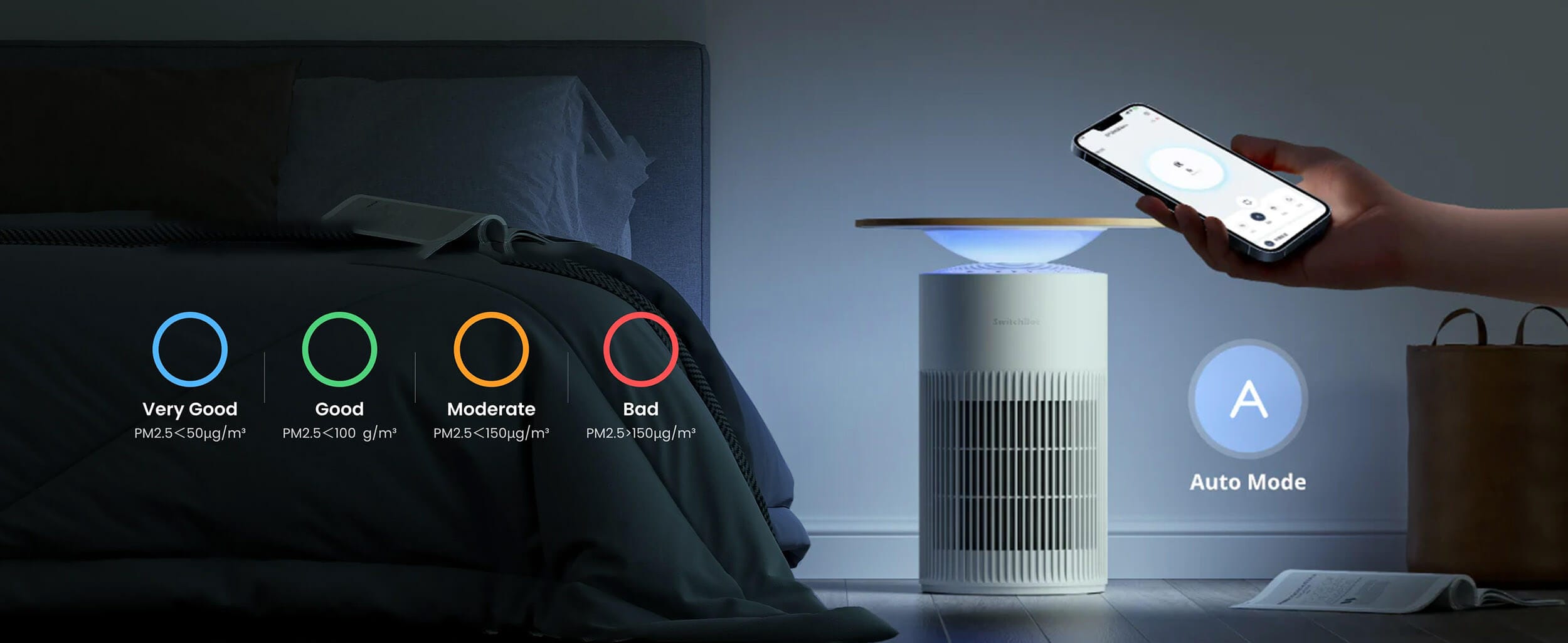 SwitchBot Air Purifier Table so senzor za kvalitet na vozduh PM