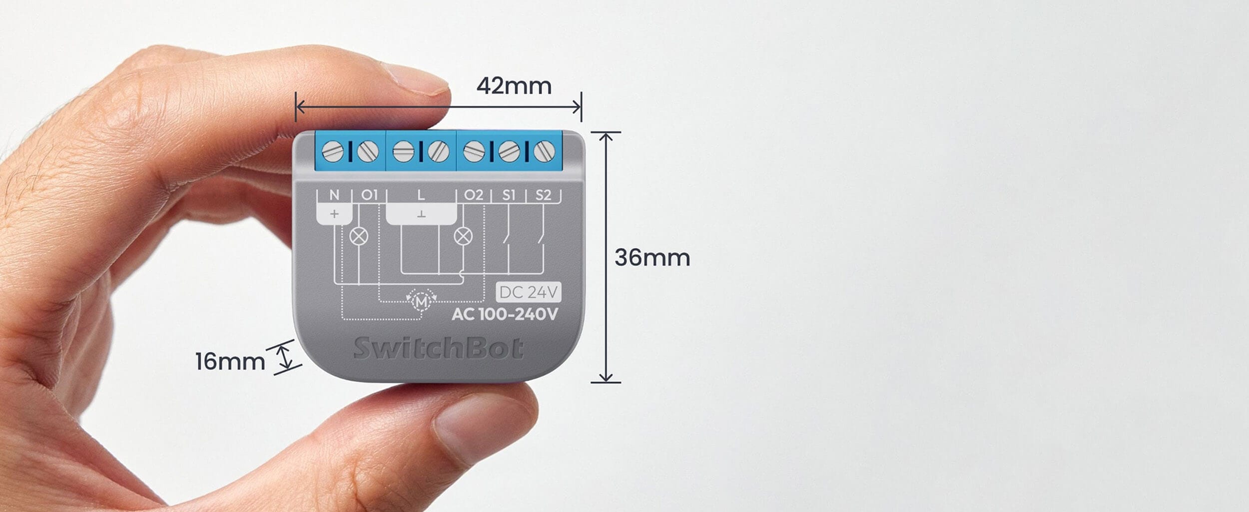 SwitchBot Relay Switch 2PM Dvokanalen Prekinuvac so Merenje Energija Mal i Kompakten