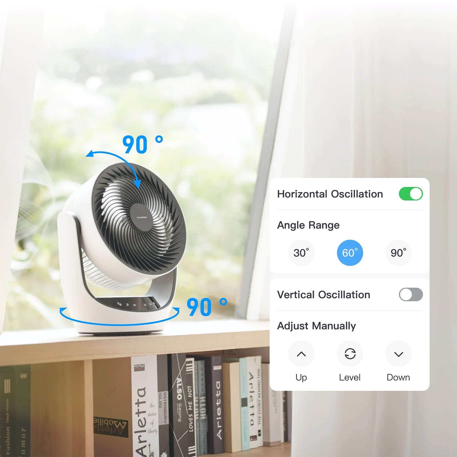 SwitchBot Circulator Fan Smart Ventilator oscilacija i rotacija