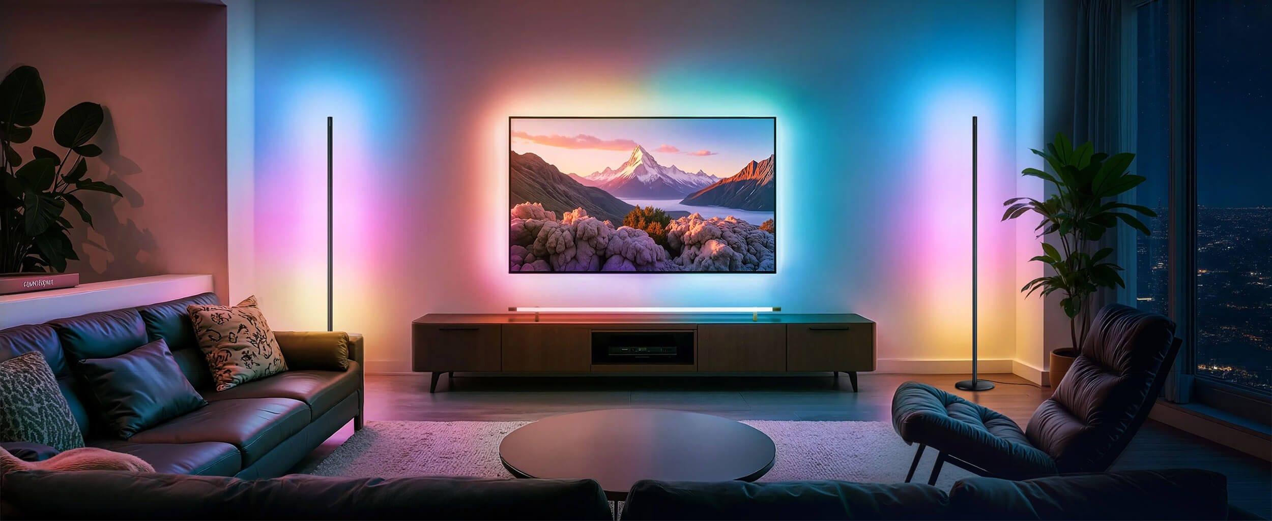 SwitchBot RGBICWW Floor Lamp Adresibilna LED Lamba vo dnevna