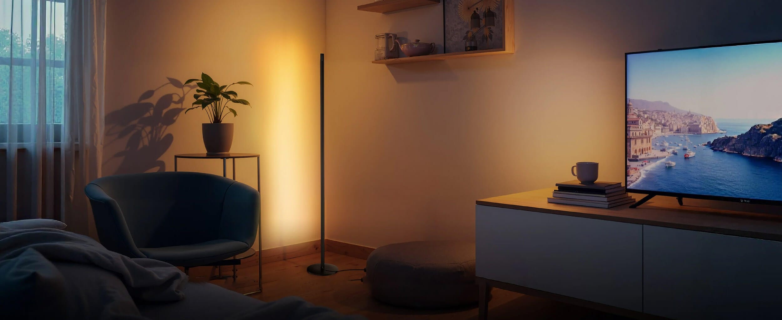 SwitchBot RGBICWW Floor Lamp Adresibilna LED Lamba nezno svetlo vo dnevna