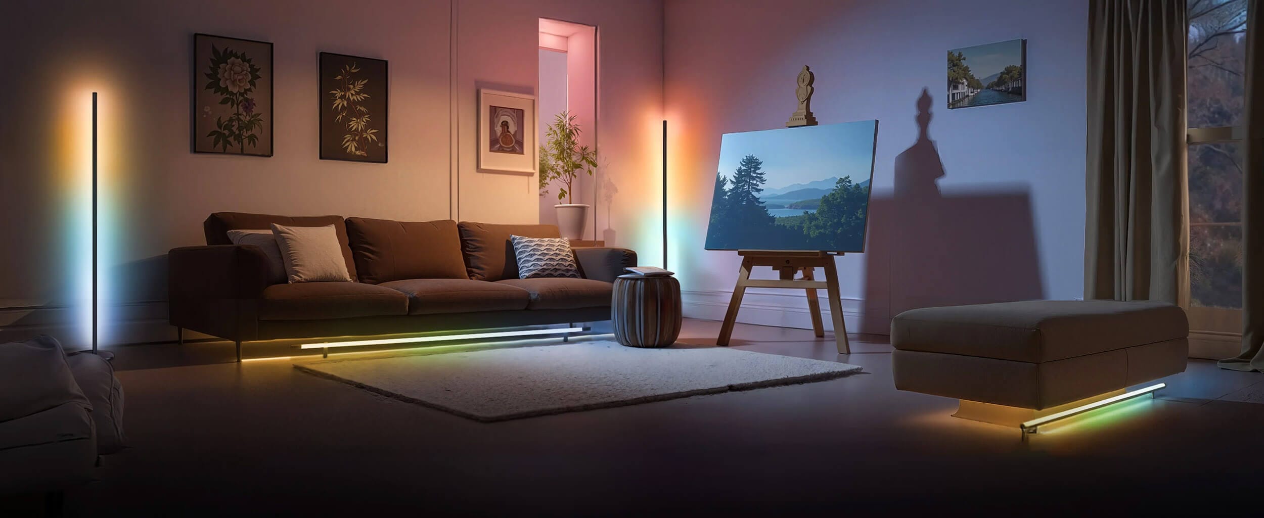 SwitchBot RGBICWW Floor Lamp Adresibilna LED Lamba ambient vo dnevna